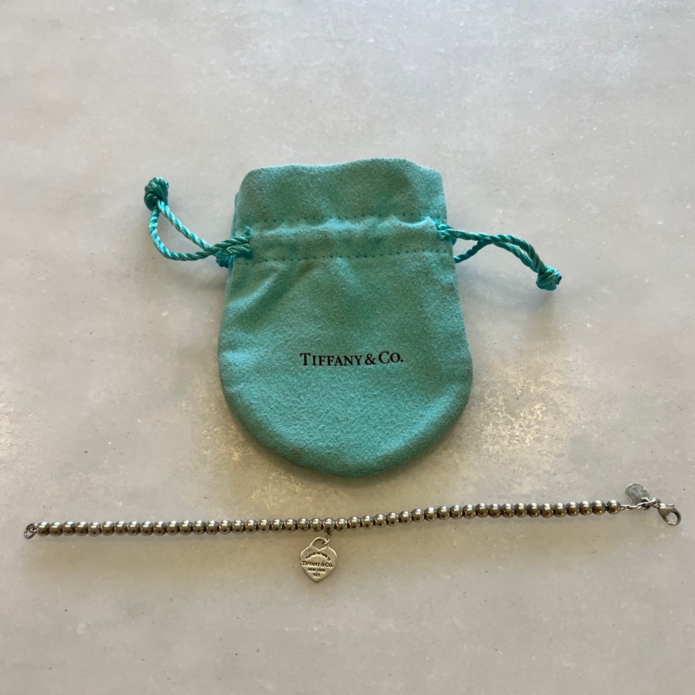 Return to Tiffany heart tag bead bracelet in pink